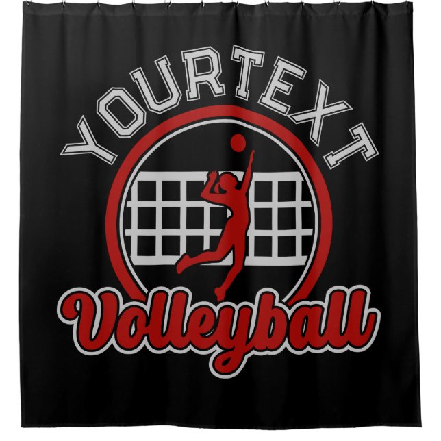  Volleyball ADD NAME Spike Ball Attack Team Player Shower Curtain (Front)