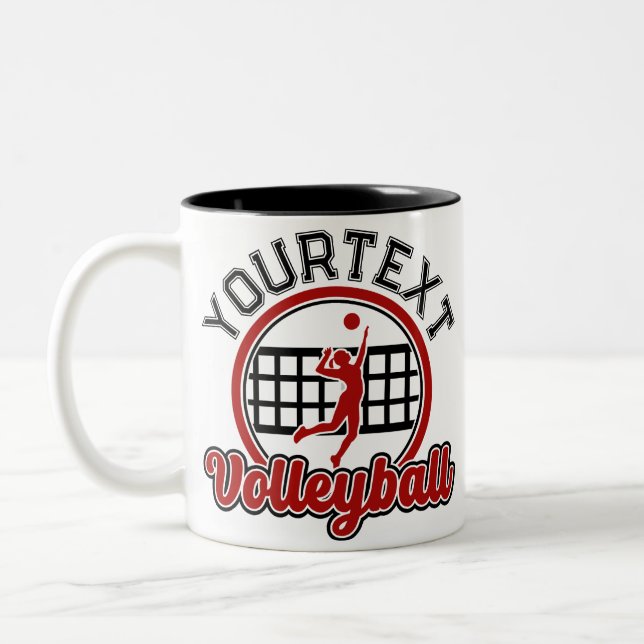  Volleyball ADD NAME Spike Ball Attack Team Player Two-Tone Coffee Mug (Left)