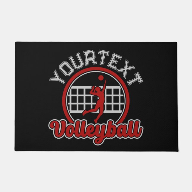  Volleyball ADD NAME Spike Ball Attack Team Sports Doormat (Front)