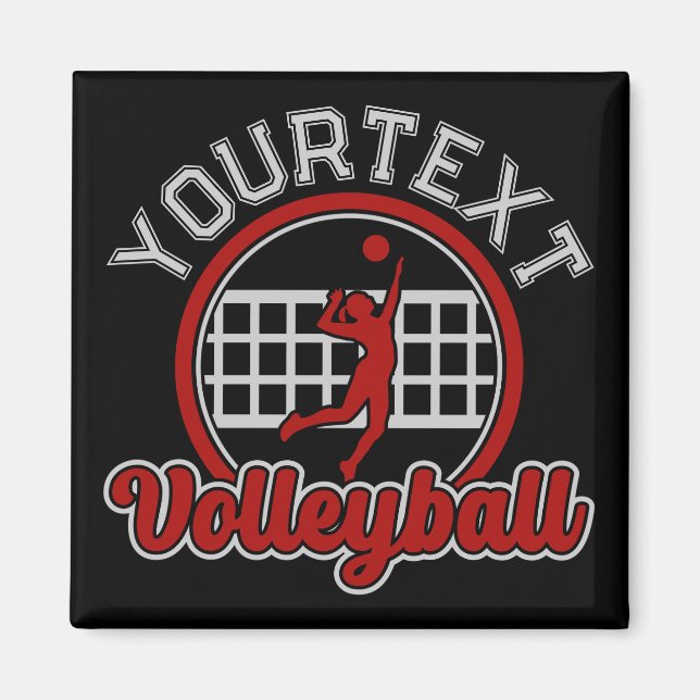  Volleyball ADD NAME Spike Ball Attack Team Sports Magnet (Front)