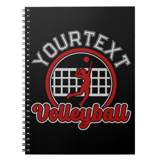  Volleyball ADD NAME Spike Ball Attack Team Sports Notebook (Front)