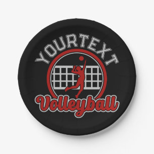  Volleyball ADD NAME Spike Ball Attack Team Sports Paper Plate