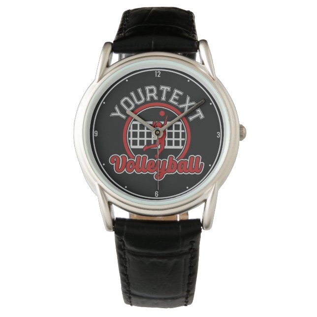  Volleyball ADD NAME Spike Ball Attack Team Sports Watch (Front)
