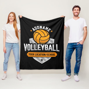 Volleyball ADD TEXT School Varsity Team Player Fleece Blanket