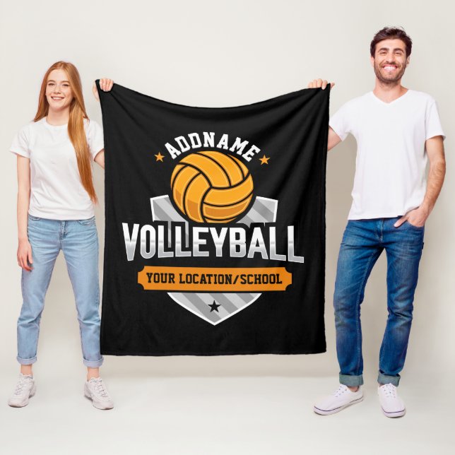 Volleyball ADD TEXT School Varsity Team Player Fleece Blanket (In Situ)