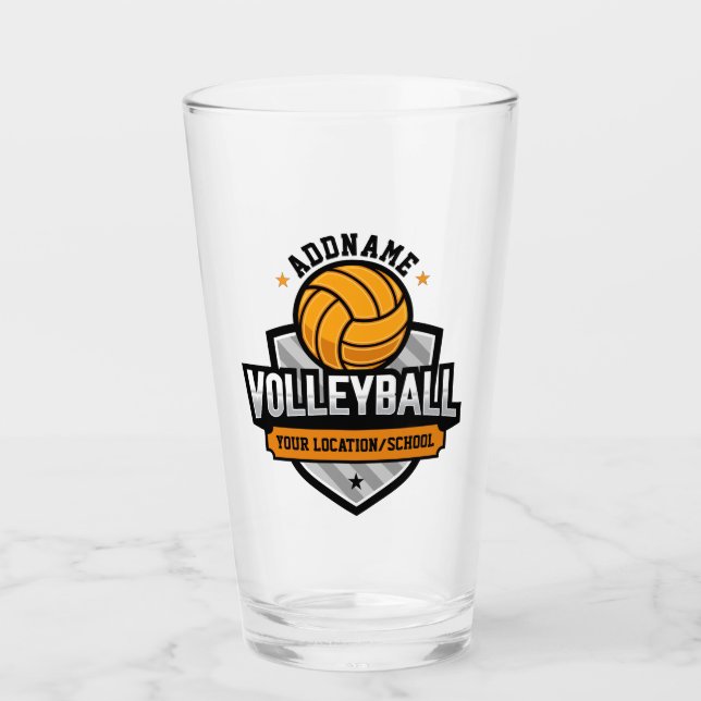 Volleyball ADD TEXT School Varsity Team Player Glass (Front)
