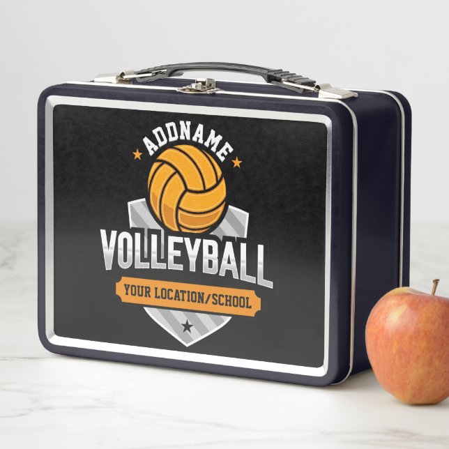 Volleyball ADD TEXT School Varsity Team Player Metal Lunch Box (In Situ)