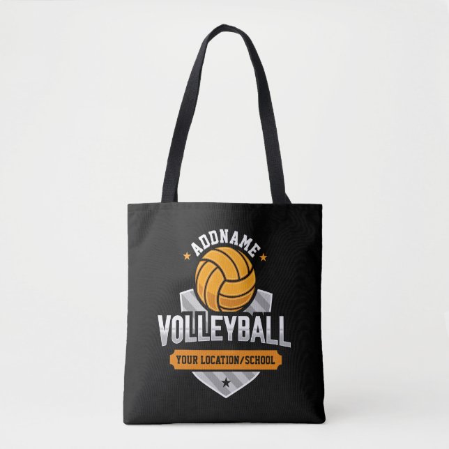 Volleyball ADD TEXT School Varsity Team Player Tote Bag (Front)