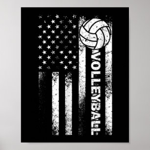 Volleyball American Flag Fun USA Patriotic Athlet Poster