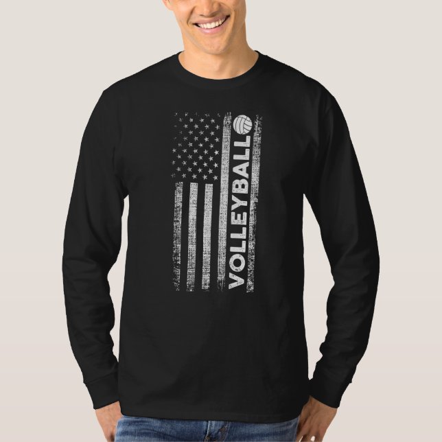 Volleyball American Flag T-Shirt (Front)