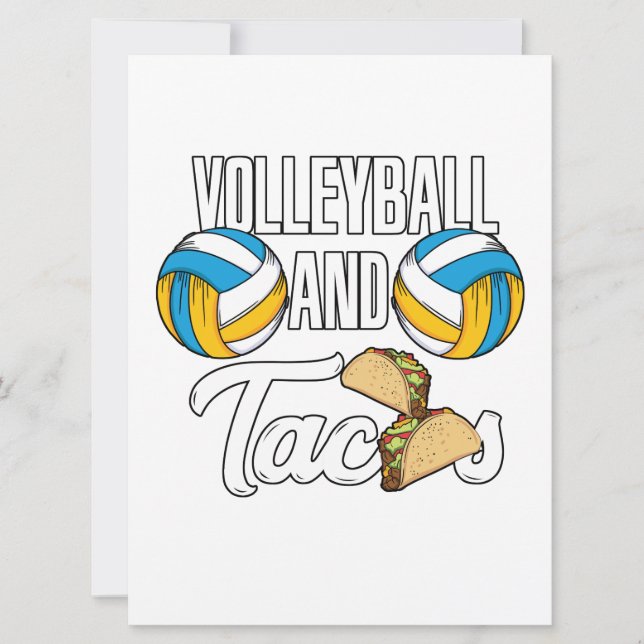 Volleyball And Tacos Fast Food Sports Gift Save The Date (Front)