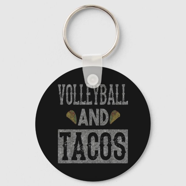 Volleyball and Tacos Fun Taco Distressed  Key Ring (Front)