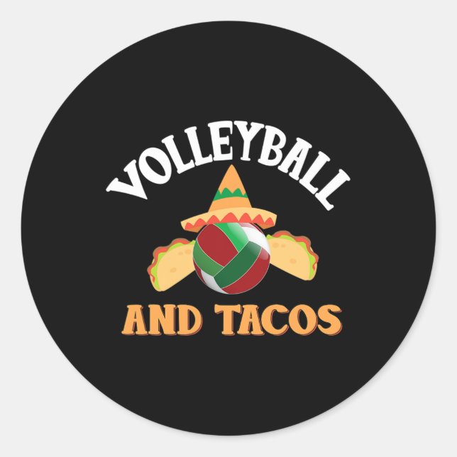 Volleyball And Tacos Funny Taco  Classic Round Sticker (Front)