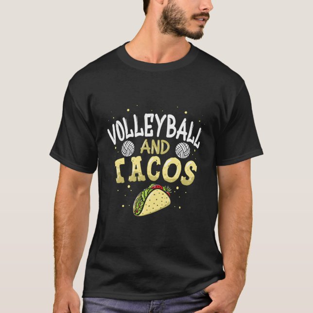 Volleyball And Tacos Funny Taco Distressed T-Shirt (Front)