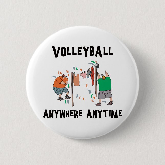 Volleyball AnyWhere Anytime 6 Cm Round Badge (Front)