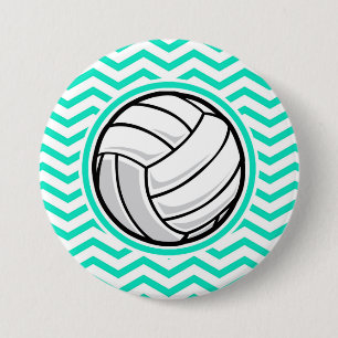 Volleyball; Aqua Green Chevron 7.5 Cm Round Badge