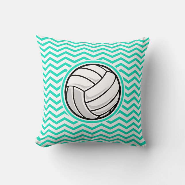 Volleyball; Aqua Green Chevron Cushion (Front)