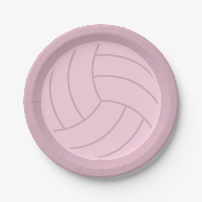 Volleyball Art Pink or CUSTOM COLOR Paper Plate (Front)