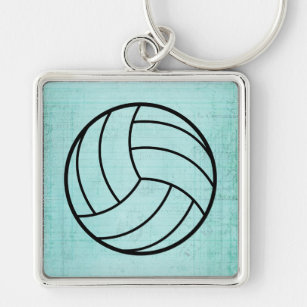 Volleyball Art Vintage Teal Notebook Paper Style Key Ring