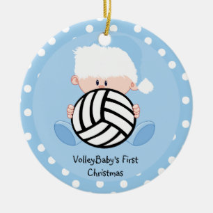Volleyball Baby Boyl 1st Christmas Ornament