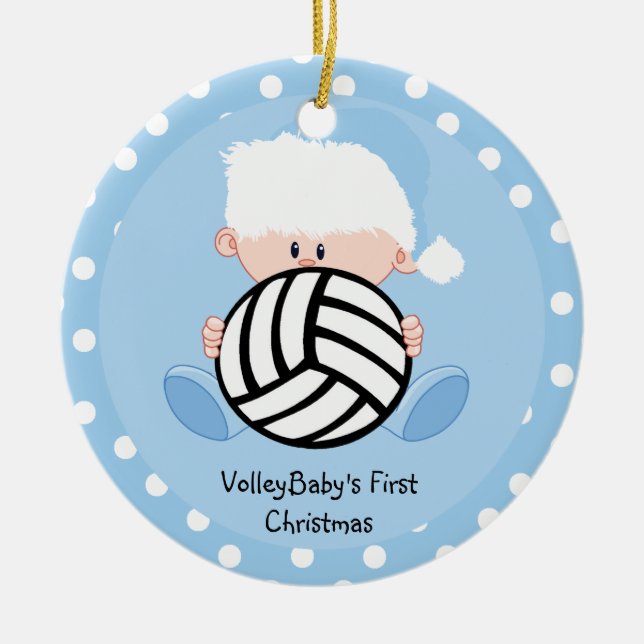 Volleyball Baby Boyl 1st Christmas Ornament (Front)