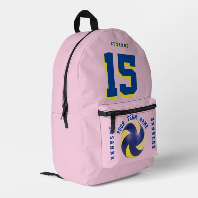 Volleyball backpacks Girls blue Rose Pink sporty  (Back Corner Left)