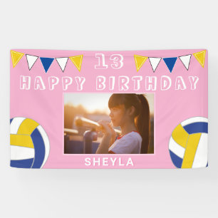 Volleyball Ball Flags Kids Photo Birthday Party Banner