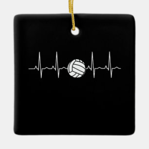 Volleyball Ball Heartbeat Ceramic Ornament