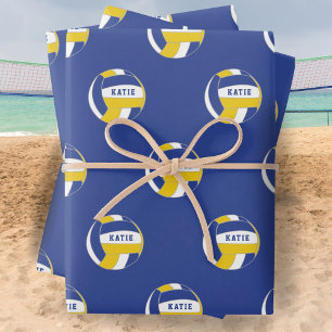 Volleyball Ball Pattern Kids Name Birthday Wrappin Wrapping Paper Sheet