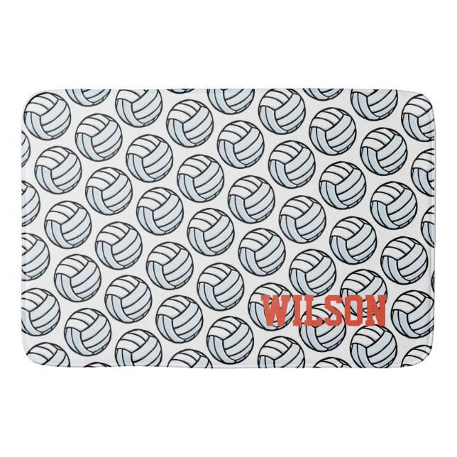 Volleyball Ball Pattern Sports Decor Teens Fun Bath Mat (Front)