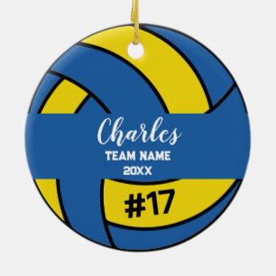 Volleyball Ball Player   Custom Name Number & Team Ceramic Tree Decoration