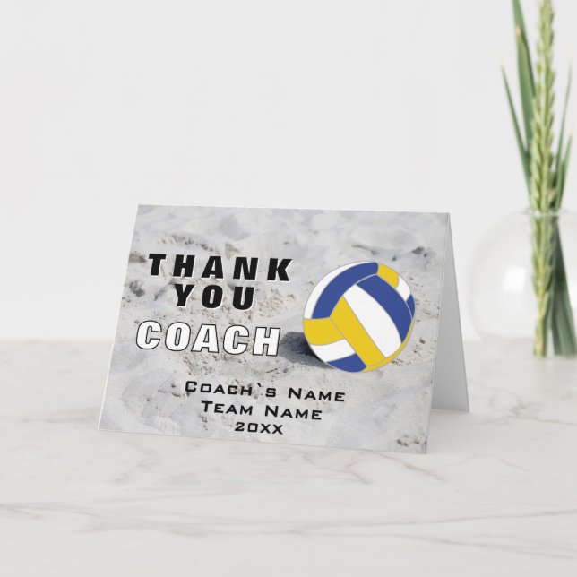 Volleyball Ball Sand Thank you Coach Card (Front)