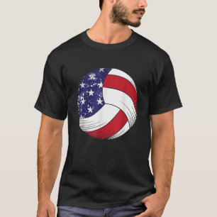 Volleyball Ball USA American Flag Volleyball Playe T-Shirt