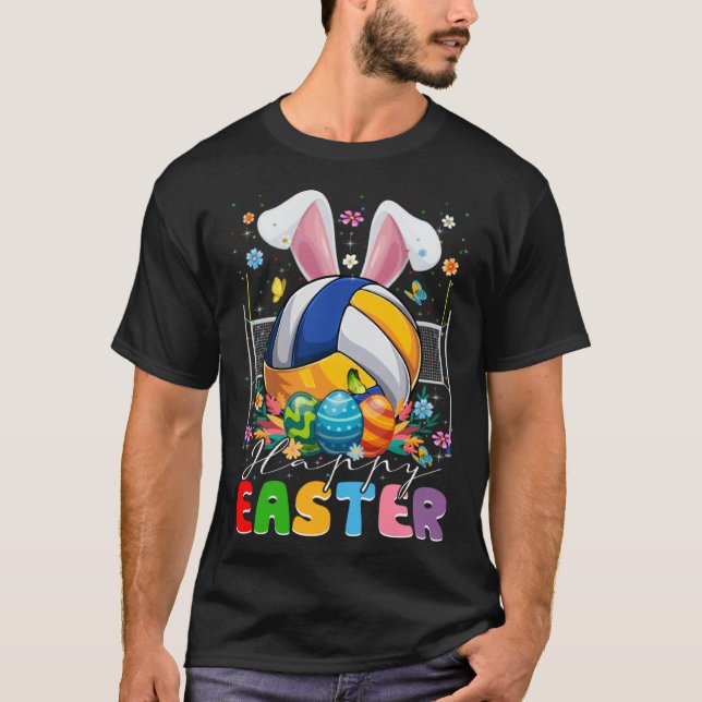 Volleyball Ball With Bunny Ears Easter Day Boys Ki T-Shirt (Front)
