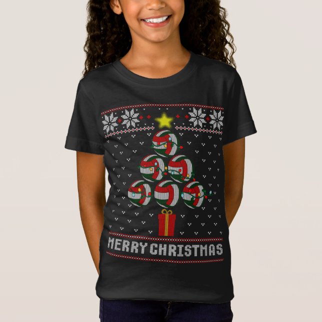 Volleyball Balls Tree Merry Christmas Ugly Sweater (Front)
