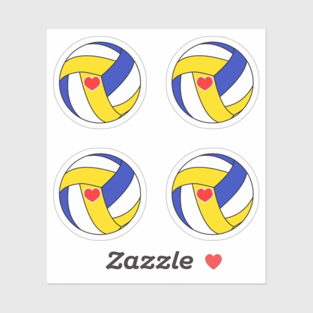 Volleyball balls with red heart pack (Sheet)