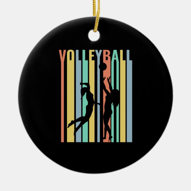 Volleyball  Beachvolleyball Retro Ceramic Tree Decoration (Front)