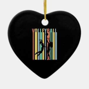Volleyball  Beachvolleyball Retro Ceramic Tree Decoration