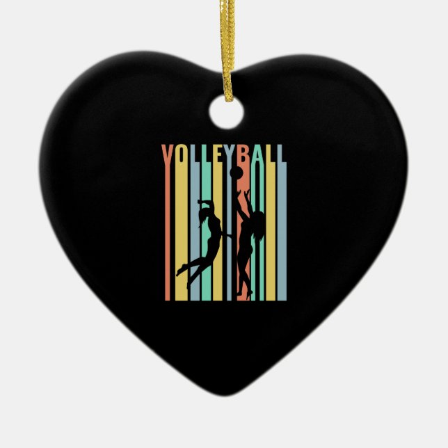 Volleyball  Beachvolleyball Retro Ceramic Tree Decoration (Front)