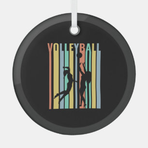Volleyball  Beachvolleyball Retro Glass Tree Decoration