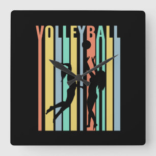 Volleyball Beachvolleyball Retro Square Wall Clock