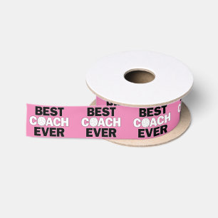 Volleyball Best Coach Ever Sports Team Colour Satin Ribbon