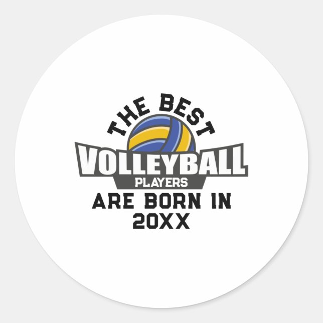 Volleyball Birth Year Name Number  Classic Round Sticker (Front)
