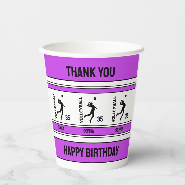 Volleyball Birthday Gift, Volleyball Girl Player Paper Cups (Front)