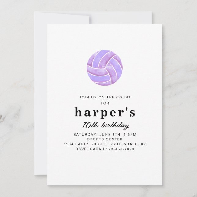 Volleyball Birthday Invitation (Front)