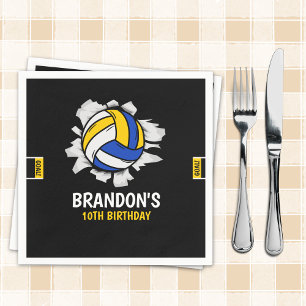 Volleyball Birthday Party Blue & Yellow Napkin