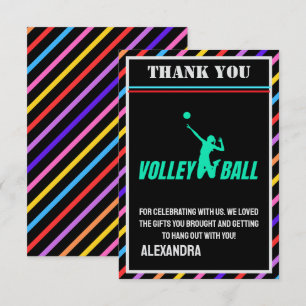 Volleyball Birthday Party, Volleyball Girl Player  Thank You Card