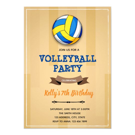 Volleyball birthday theme invitation Zazzle.co.uk