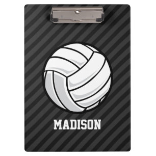Volleyball; Black & Dark Grey Stripes Clipboard