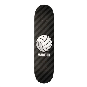 Volleyball; Black & Dark Grey Stripes Skateboard